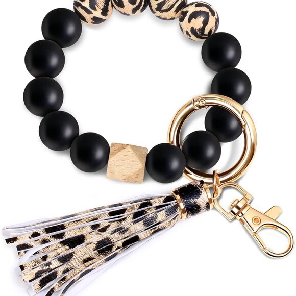 Accessories - Keychain Bracelet Wristlet, Silicone Beaded Key Ring Bracelet with Card Wallet,